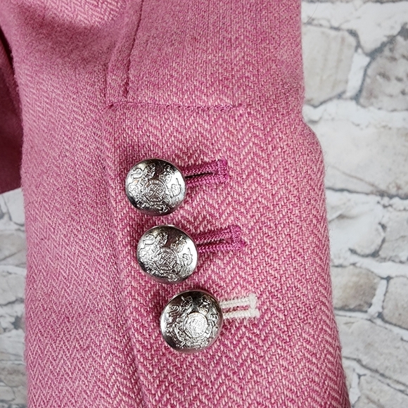 Banana Republic Pink Wool Herringbone Blazer Jacket Elle Woods Size 00P = XXS - Picture 10 of 16